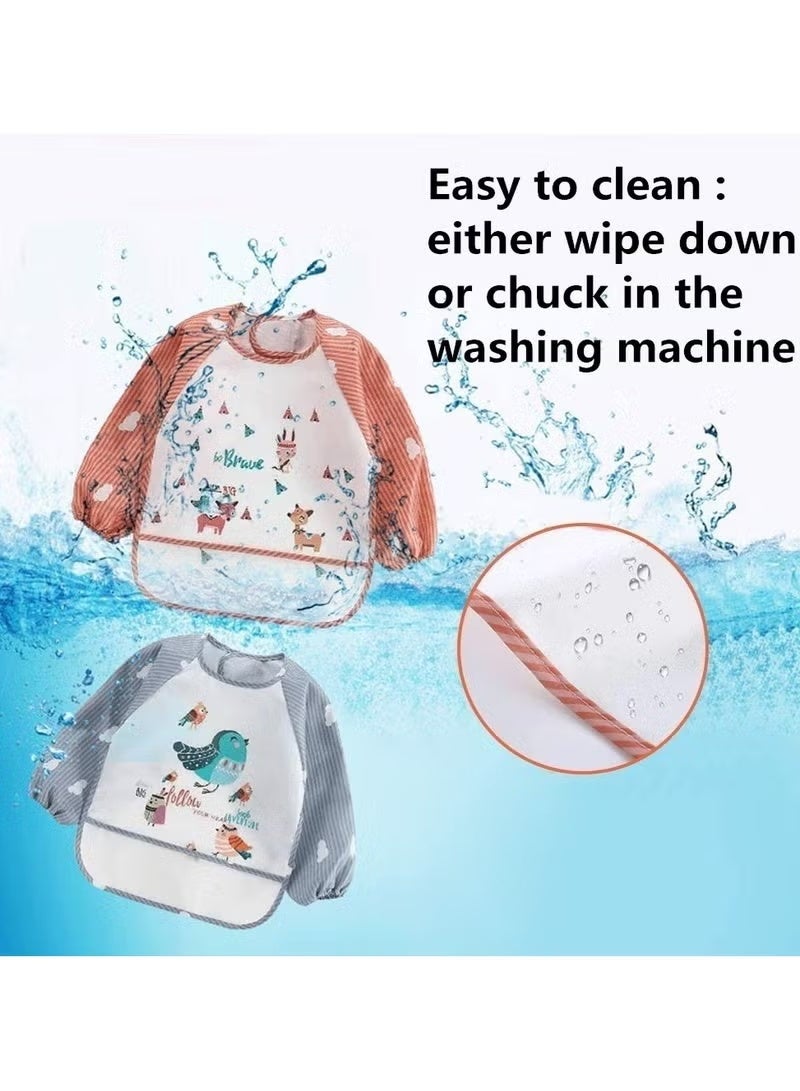 3 Pack Infant Toddler Baby Waterproof Sleeved Bib Art Smock Apron 1 - 4 Years - Image 4