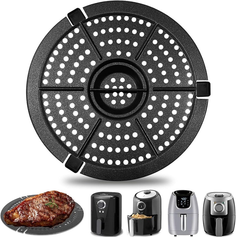 GXF All territory compatible build Air Fryer Replacement Parts, Round 2QT Non-Stick Air Fryer Grill Plate Tray Rack with Rubber Feet, Grill Pan Crisper Plate for Air Fryer Accessories Fit for Power Dash Chefman etc, Dishwasher Safe Space saving - Image 1
