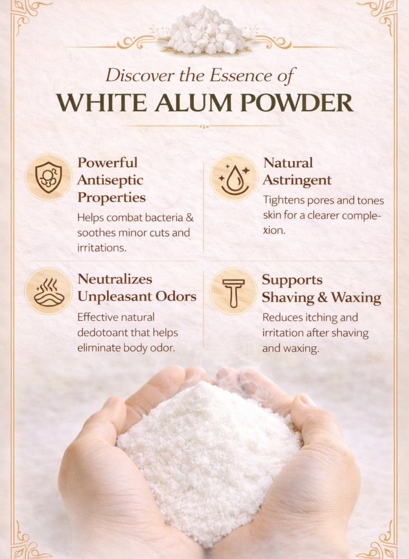 زهر مسحوق الشب الأبيض (مسحوق الشبة البيضاء) – مسحوق شب البوتاسيوم ناعم | معدن طبيعي فاخر | نقي 100% للاستخدام في البستنة والزراعة والنباتات والطب التقليدي بالأعشاب. - Image 4