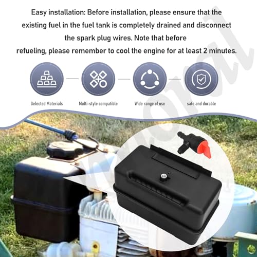 Fennoral 691993 Fuel Tank - 4 Quart Plastic Gas Tank & Cap Compatible with B&S Remote Mounting for Lawn and Garden Equipment Engines and for Remote Mounting, Some Specific Snow Blower, Tiller, Log Splitter - Image 5