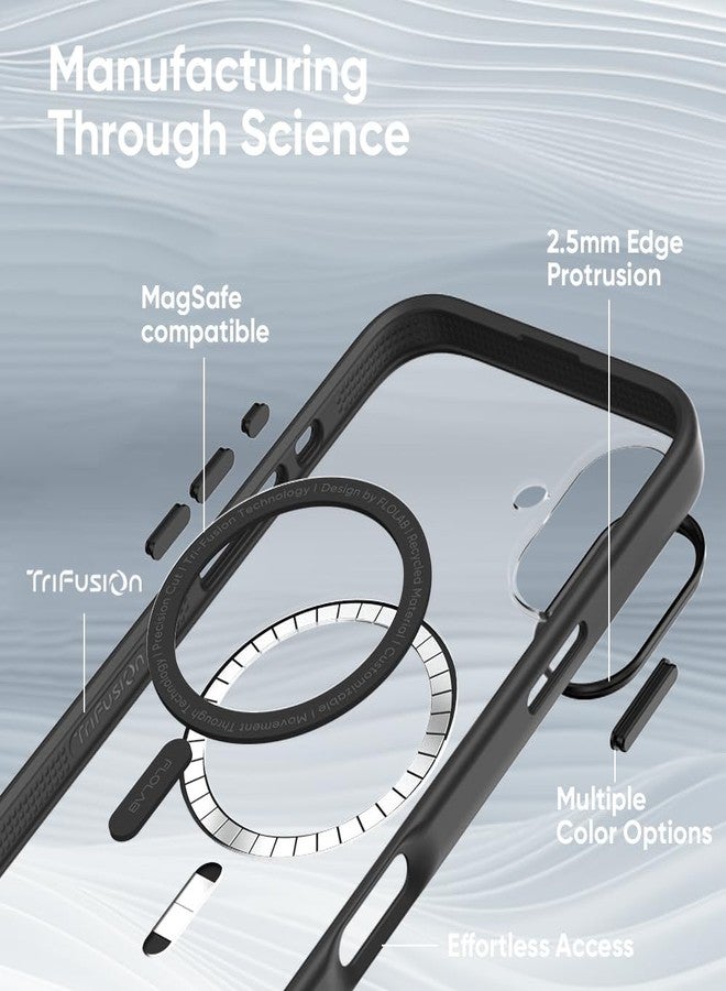 FLOLAB Surtect Tri-Fusion Magnetic for iPhone 16 Case Protective Slim Design Magsafe Compatible Military Grade - Black Clear Black - Image 4
