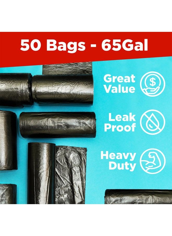 ToughBag 64-65 Gallon Trash Bags, 50 x 60” Large Black Garbage Bags (50 COUNT) – 60 Gallon, Outdoor Industrial Garbage Can Liner for Custodians, Landscapers, Contractors - Made In USA  - Image 3