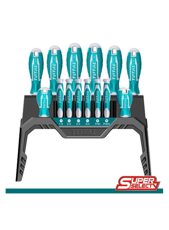 TOTAL 14 Pcs Screwdriver and Precision Screwdriver Set THT250614 - Image 1