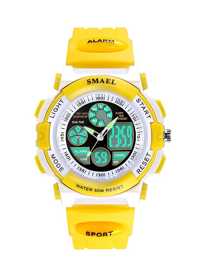 NIBEMINENT unisex Water Resistant Rubber Analog+Digital Watch Smael-36-YEL