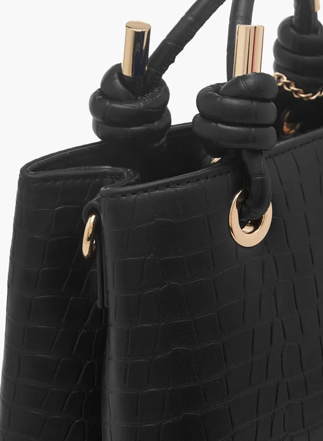 بابريكا Women's Textured Tote Bag with Double Knot Handle and Button Closure