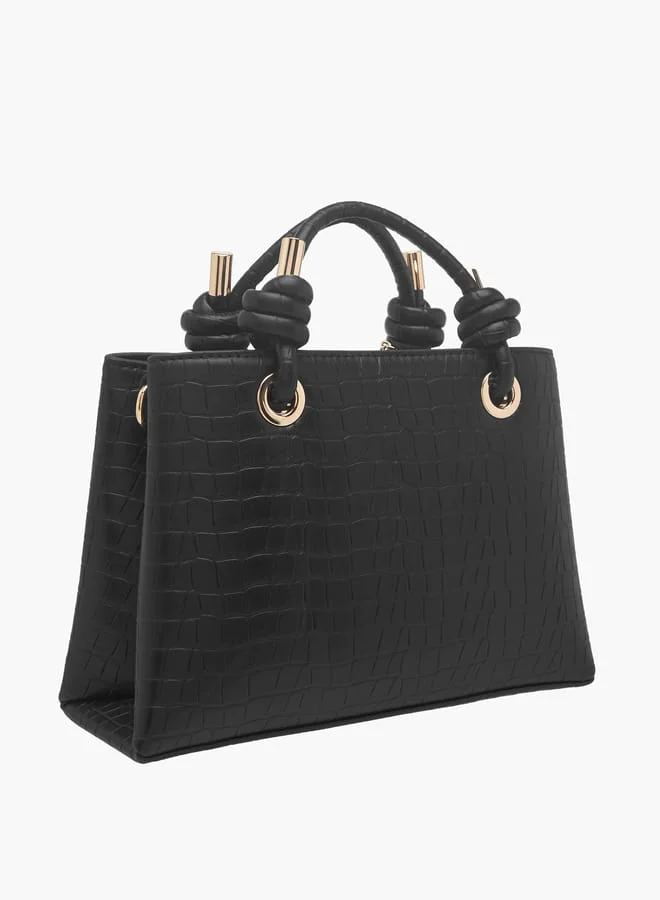 بابريكا Women's Textured Tote Bag with Double Knot Handle and Button Closure