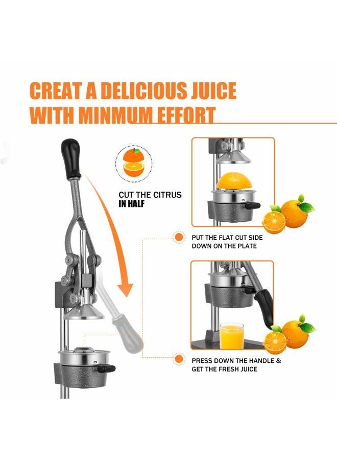 Gowintech Commercial Heavy Duty Cast Iron Hand Press Manual Orange Citrus Lemon Lime Grapefruit Fruit Juice Squeezer Machine Grey - Image 5