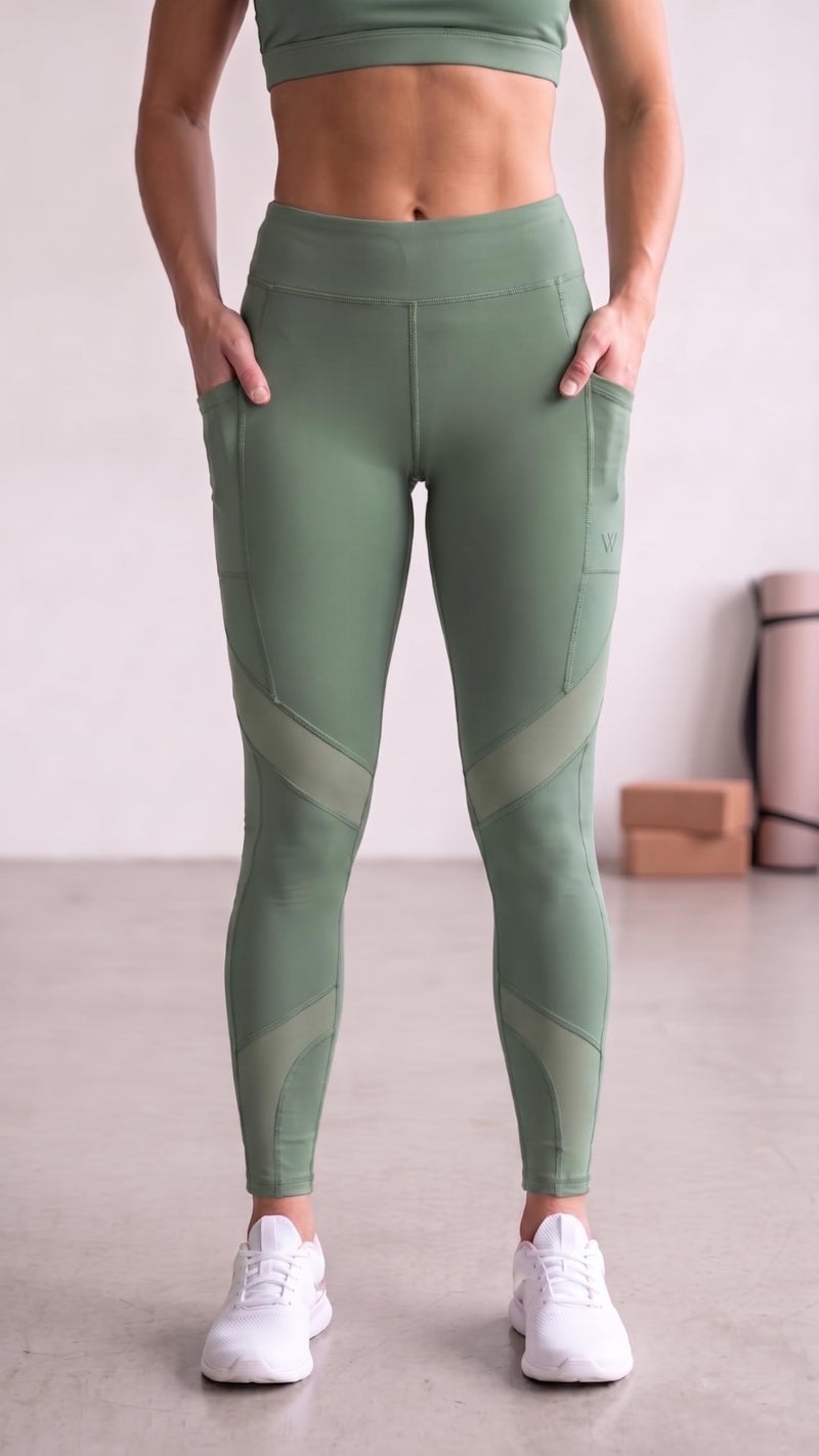 Mehrang Women Stretchable Gym High Rise Pants & Tights Workout with Mesh Insert & Side Pockets (2XL, LightGreen) - Image 5