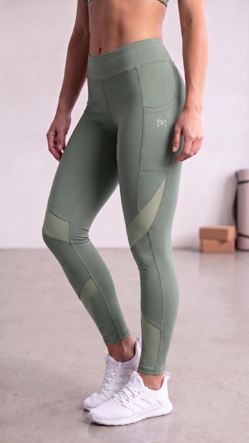 Mehrang Women Stretchable Gym High Rise Pants & Tights Workout with Mesh Insert & Side Pockets (2XL, LightGreen) - Image 3