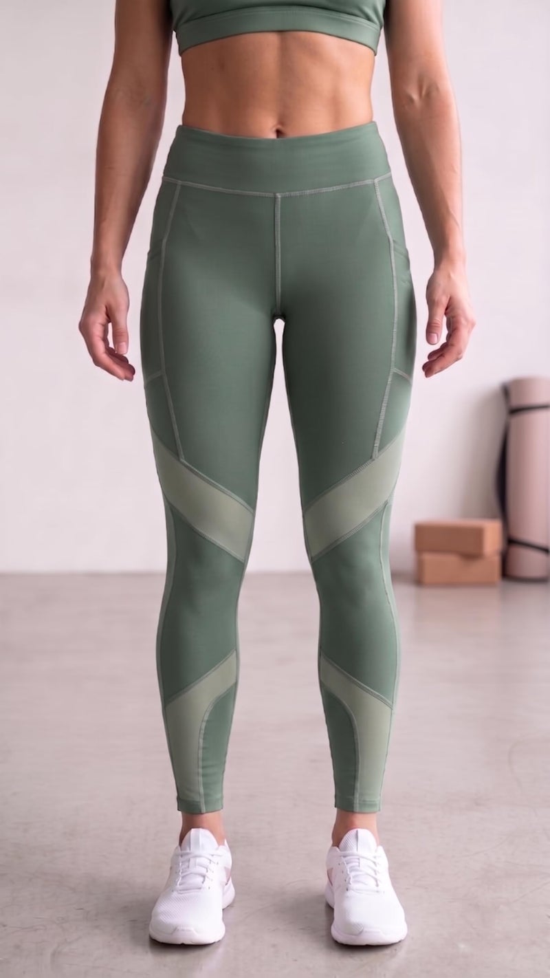 Mehrang Women Stretchable Gym High Rise Pants & Tights Workout with Mesh Insert & Side Pockets (2XL, LightGreen) - Image 4