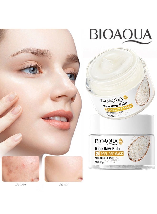 BIOAOUA Rice Raw Pulp Peel-Off Mask, Blackhead Remover Mask Peel Off Face, Mask Deep Cleansing, Shrink pores, Nourishes Deeply, Whitening to Even Out Skin Tone 50g - Image 1