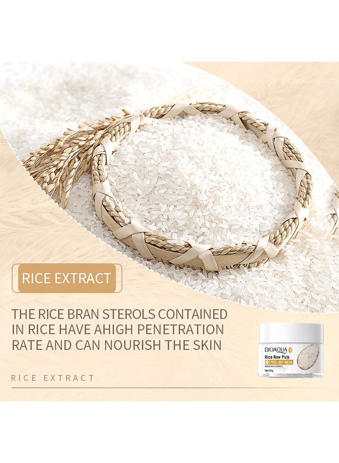 BIOAOUA Rice Raw Pulp Peel-Off Mask, Blackhead Remover Mask Peel Off Face, Mask Deep Cleansing, Shrink pores, Nourishes Deeply, Whitening to Even Out Skin Tone 50g - Image 3