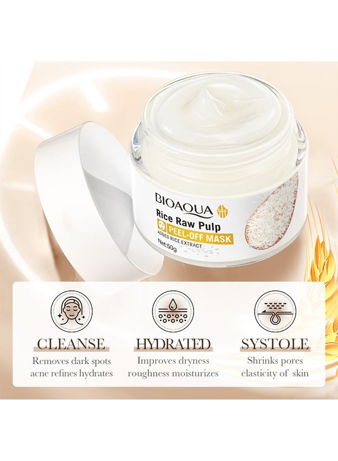 BIOAOUA Rice Raw Pulp Peel-Off Mask, Blackhead Remover Mask Peel Off Face, Mask Deep Cleansing, Shrink pores, Nourishes Deeply, Whitening to Even Out Skin Tone 50g - Image 5