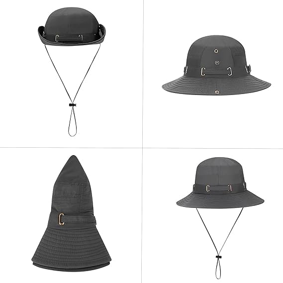 Alexvyan Polyester Grey Round Crown Hat Sun Visor Hats For Men Wide Brim Summer Cap For Boys Uv Protection Breathable Casual Beach Hat, Safari Hat Sun Protection Cap For Gents, One Size - Image 3