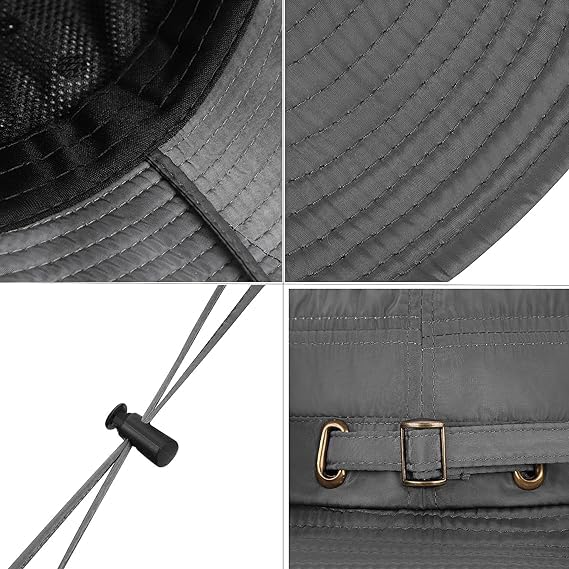 Alexvyan Polyester Grey Round Crown Hat Sun Visor Hats For Men Wide Brim Summer Cap For Boys Uv Protection Breathable Casual Beach Hat, Safari Hat Sun Protection Cap For Gents, One Size - Image 5