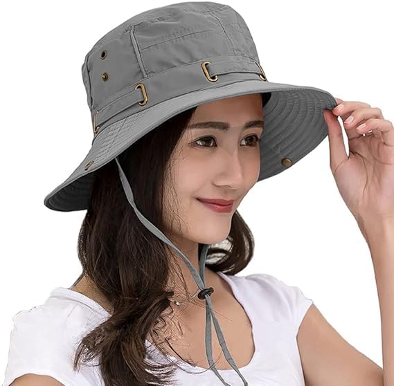 Alexvyan Polyester Grey Round Crown Hat Sun Visor Hats For Men Wide Brim Summer Cap For Boys Uv Protection Breathable Casual Beach Hat, Safari Hat Sun Protection Cap For Gents, One Size - Image 1