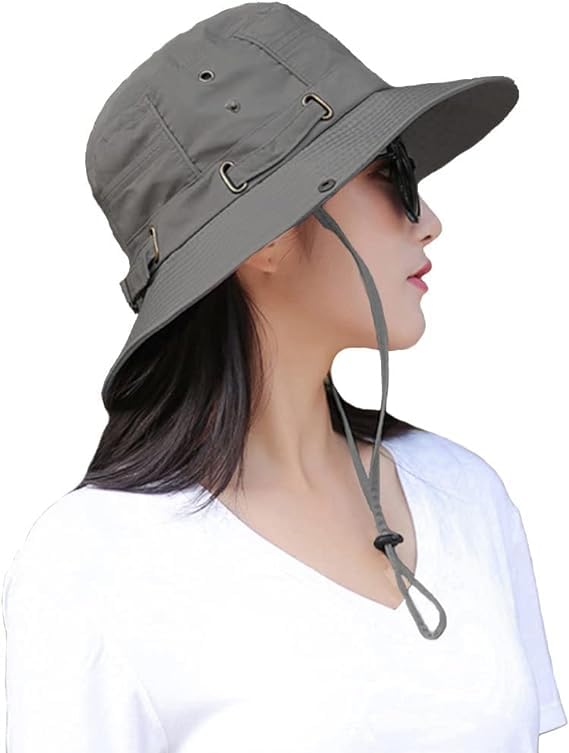 Alexvyan Polyester Grey Round Crown Hat Sun Visor Hats For Men Wide Brim Summer Cap For Boys Uv Protection Breathable Casual Beach Hat, Safari Hat Sun Protection Cap For Gents, One Size - Image 2