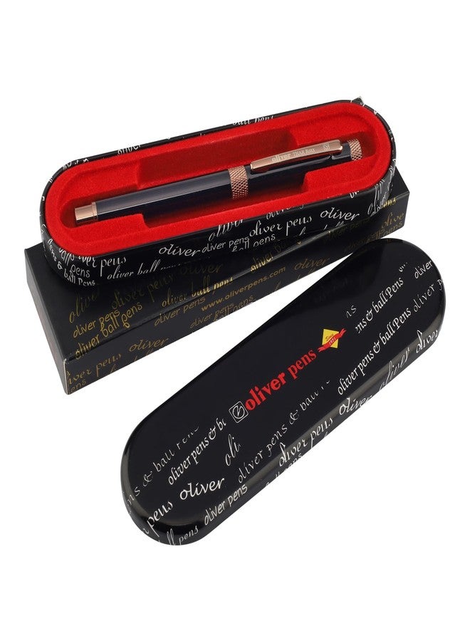 Oliver Thar Roxx Matte & Shine Fountain Pen – Glossy Black/Coffee Trims, Full Brass Body, 0.6mm Cardinal Refill, Gift T Box - Image 1