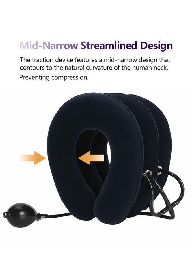 WALALLA Inflatable Cervical Neck Traction Device with 3-Layer Adjustable Support, Neck Stretcher Brace and Chin Support Pillow for Home, Office and Travel, Breathable Washable Neck Decompression Collar for Comfort and Posture - Image 5