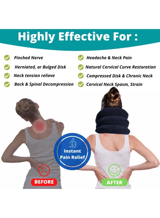 WALALLA Inflatable Cervical Neck Traction Device with 3-Layer Adjustable Support, Neck Stretcher Brace and Chin Support Pillow for Home, Office and Travel, Breathable Washable Neck Decompression Collar for Comfort and Posture - Image 4