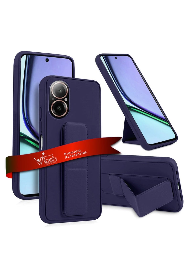 Wtech Realme C67 4G 2023 Hand Grip Foldable Magnetic Kickstand Wrist Strap Finger Grip With Built-In Iron Case Cover Eggplant Purple