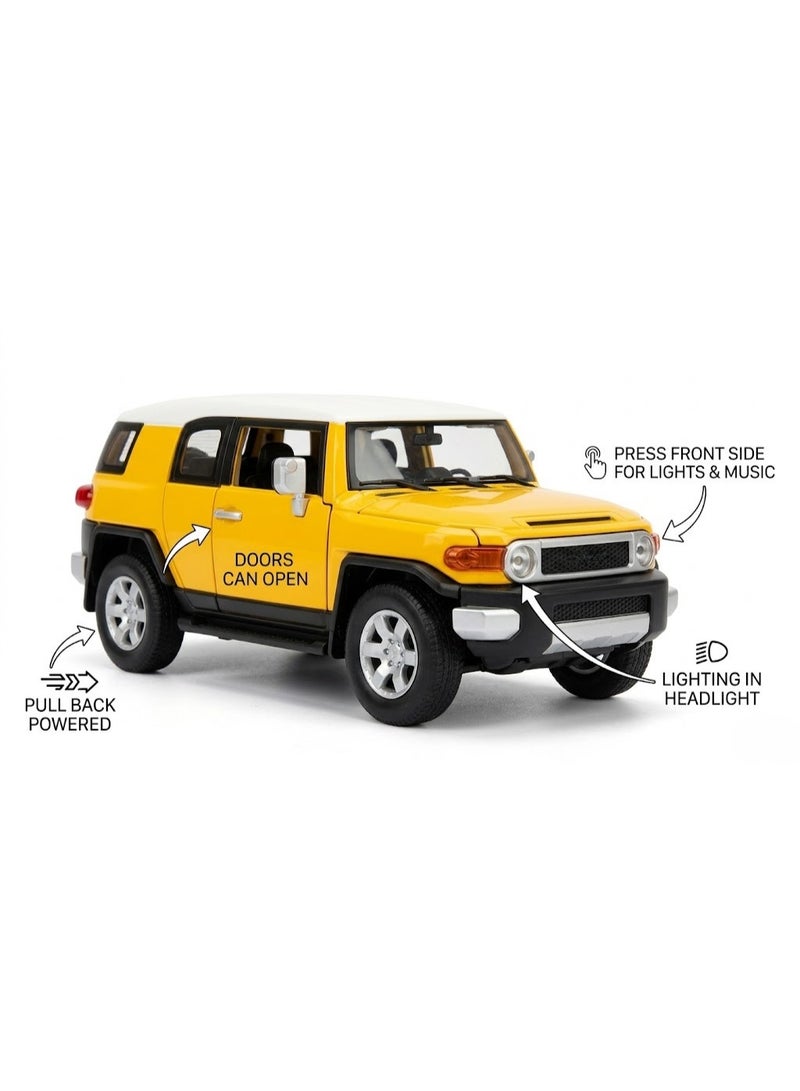 TOOLY Die-cast pull-back metal CRUISER car with music, lights, and manual doors,Yellow colour , Pack size 15.8x6x6.8 CM. - Image 4