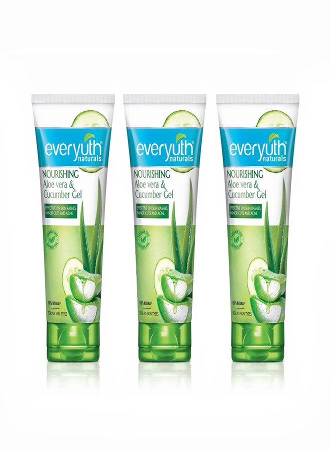 Everyuth Naturals Nourishing Aloe Vera & Cucumber Gel| Protects from Acne, Cuts & Rashes|Refreshing & Soothing Care|Paraben free|For Oily, Dry, Normal, Combination & Sensitive Skin - 150 g (Pack of 3) - Image 1