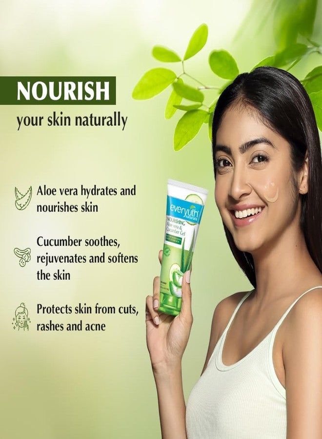 Everyuth Naturals Nourishing Aloe Vera & Cucumber Gel| Protects from Acne, Cuts & Rashes|Refreshing & Soothing Care|Paraben free|For Oily, Dry, Normal, Combination & Sensitive Skin - 150 g (Pack of 3) - Image 3