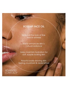 Advanced Clinicals Advanced Clinicals Rosehip Oil For Face With Vitamin E + Botanicals Helps Improve Look Of Dark Spots, Wrinkles, Fine Lines, & Uneven Looking Skin Tone | Moisturizing Skin Care Face Serum, 1.8 Fl Oz  - Image 2