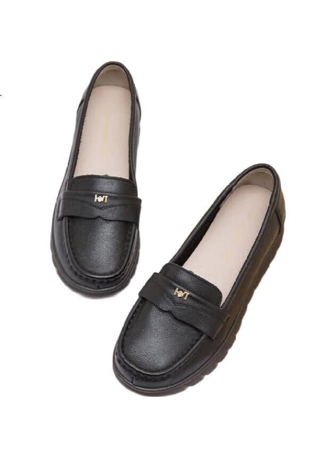 Red Dragonfly Mom Shoes Spring Summer Casual Slip-On Middle-Aged And Elderly Soft Bottom Women'S Single Shoes Loafers Wtb24586 Black Size 38 - Image 2