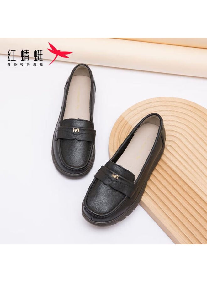 Red Dragonfly Mom Shoes Spring Summer Casual Slip-on Middle-aged And Elderly Soft Bottom Women's Single Shoes Loafers Wtb24586 Black Size 38 - Image 2