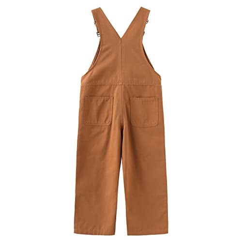 GRANDWISH Boys Canvas Bib Overalls Kids Brown Overalls 10 - Image 3