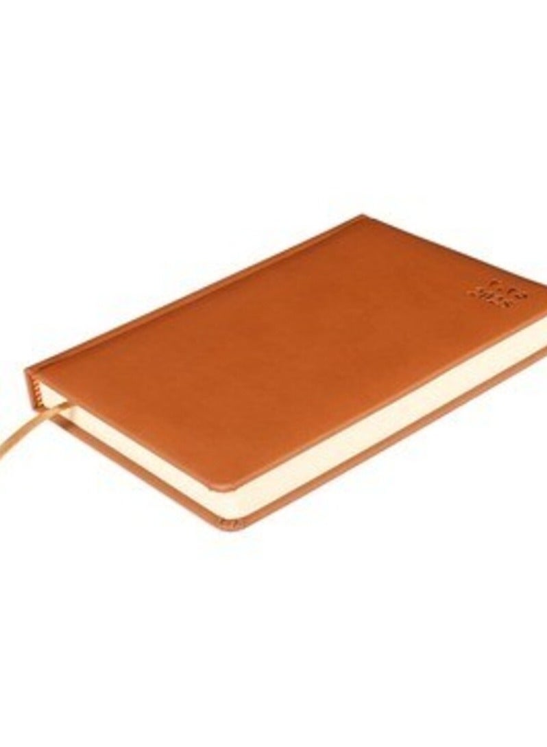 FIS® 2025 A5 Diary, Italian PU Material, 1 Side Padded Cover, Round Corners, Size A5(148x210mm), Arabic/English, 70gsm Italian Ivory Paper, Brown Color-FSDI19AE25BR