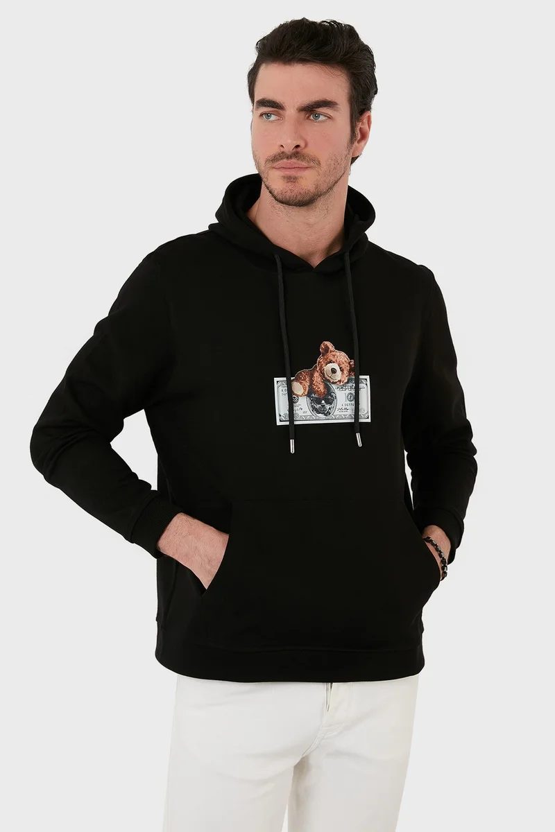 اكسي Cotton Printed Kangaroo Pocket Hooded Sweat Men's Sweat 6141004
