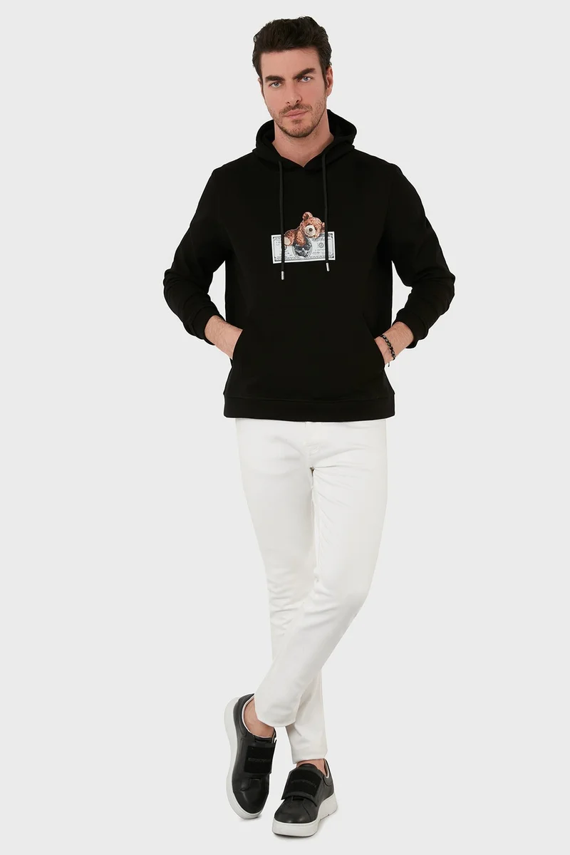 اكسي Cotton Printed Kangaroo Pocket Hooded Sweat Men's Sweat 6141004