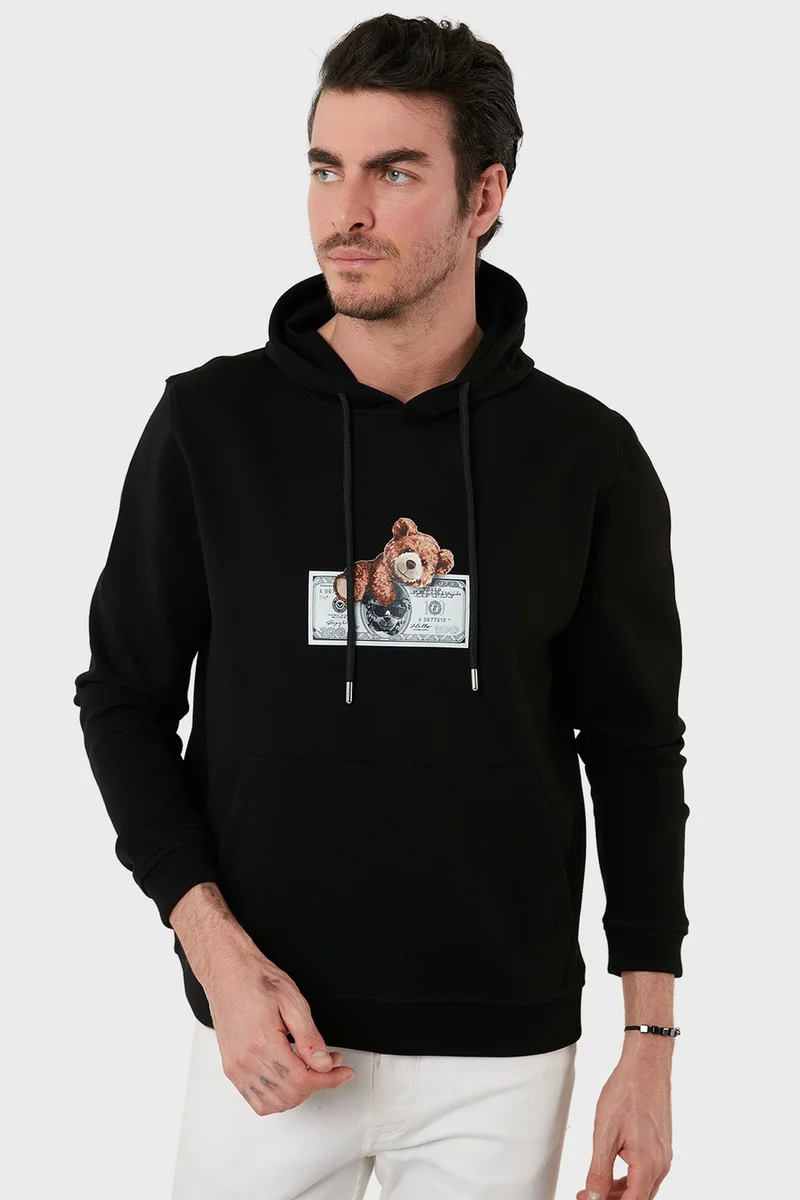 اكسي Cotton Printed Kangaroo Pocket Hooded Sweat Men's Sweat 6141004