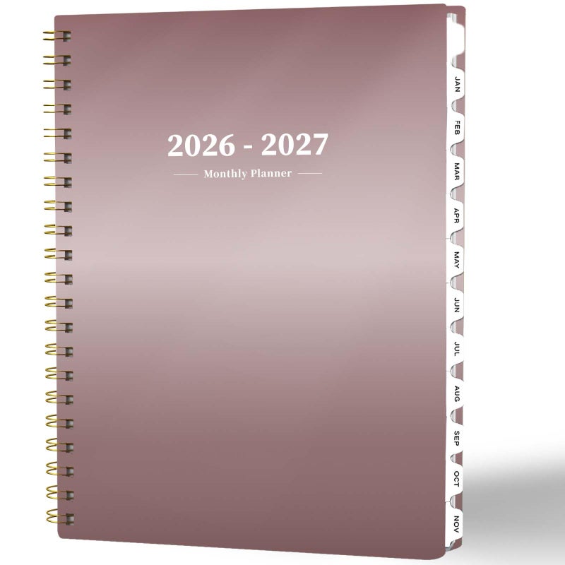 Ymumuda 2026 Monthly Planner - 2 Year Monthly Planner, JAN.2026 to DEC.2027, 8.5" x 11", Large Calendar with Spiral Bound, 24 Coated Tabs,24 Months Perfect for School & Office Schedule, Rose Gold - Image 1