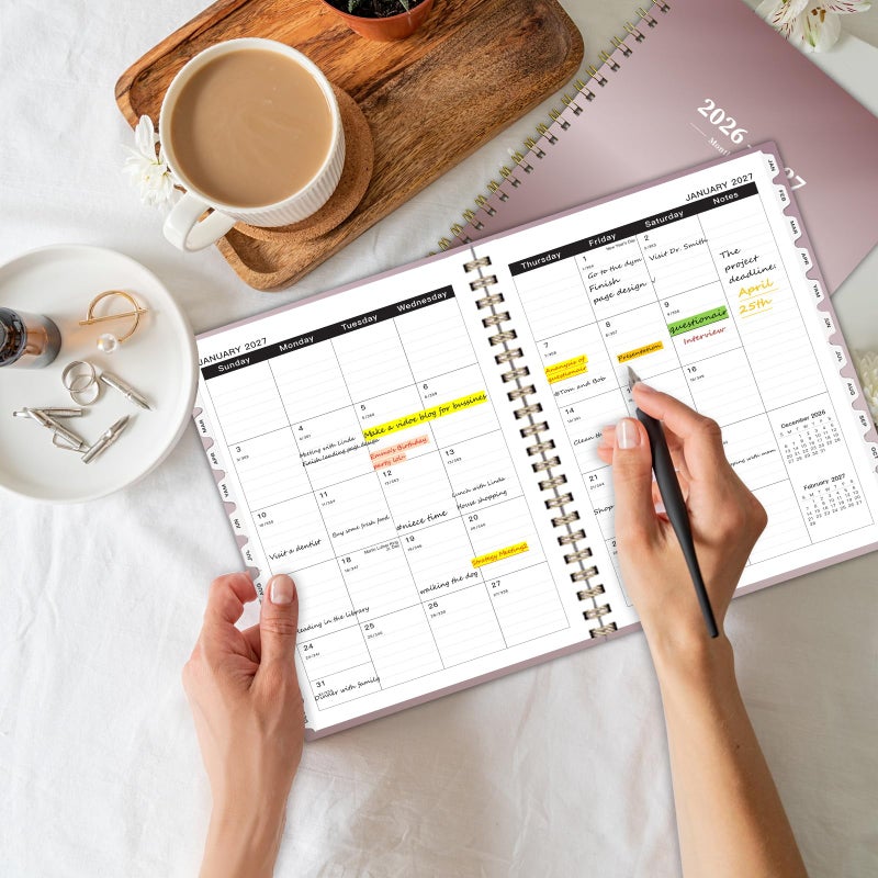 Ymumuda 2026 Monthly Planner - 2 Year Monthly Planner, JAN.2026 to DEC.2027, 8.5" x 11", Large Calendar with Spiral Bound, 24 Coated Tabs,24 Months Perfect for School & Office Schedule, Rose Gold - Image 2