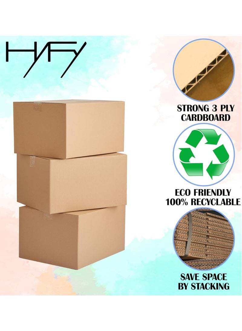 HYFY [25 Pack] Brown Carton Boxes 25x15x15 cm – Recyclable 3-Ply Corrugated Shipping Boxes for Packaging, Moving & Storage Durable Small Cardboard Mailing Boxes for E-commerce, Gifts & General Use - Image 4