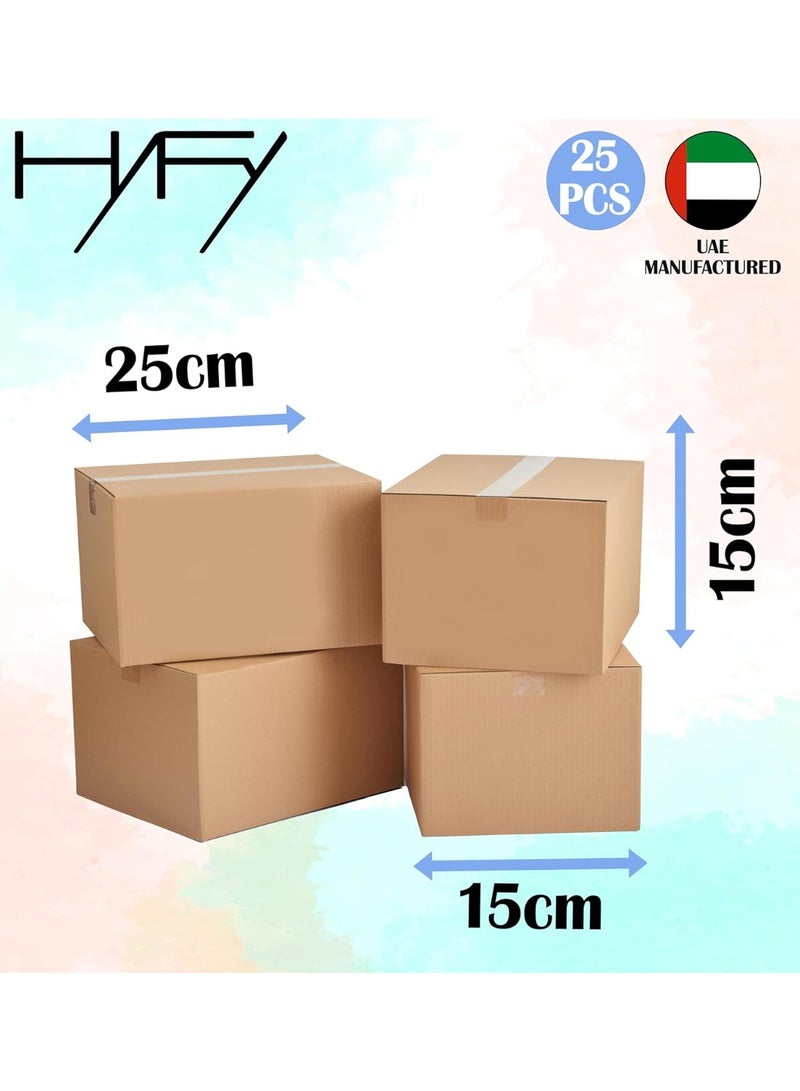 HYFY [25 Pack] Brown Carton Boxes 25x15x15 cm – Recyclable 3-Ply Corrugated Shipping Boxes for Packaging, Moving & Storage Durable Small Cardboard Mailing Boxes for E-commerce, Gifts & General Use - Image 3