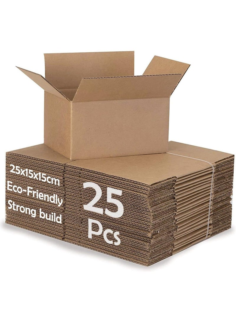 HYFY [25 Pack] Brown Carton Boxes 25x15x15 cm – Recyclable 3-Ply Corrugated Shipping Boxes for Packaging, Moving & Storage Durable Small Cardboard Mailing Boxes for E-commerce, Gifts & General Use - Image 1