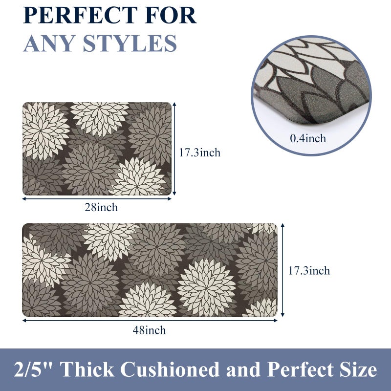 HEBE Anti Fatigue Kitchen Rug Sets 2 Piece Non Slip Kitchen Mats for Floor Cushioned Kitchen Rugs and Mats Waterproof Comfort Standing Mat Runner for Kitchen,Home Office,Sink,Laundry - Image 2