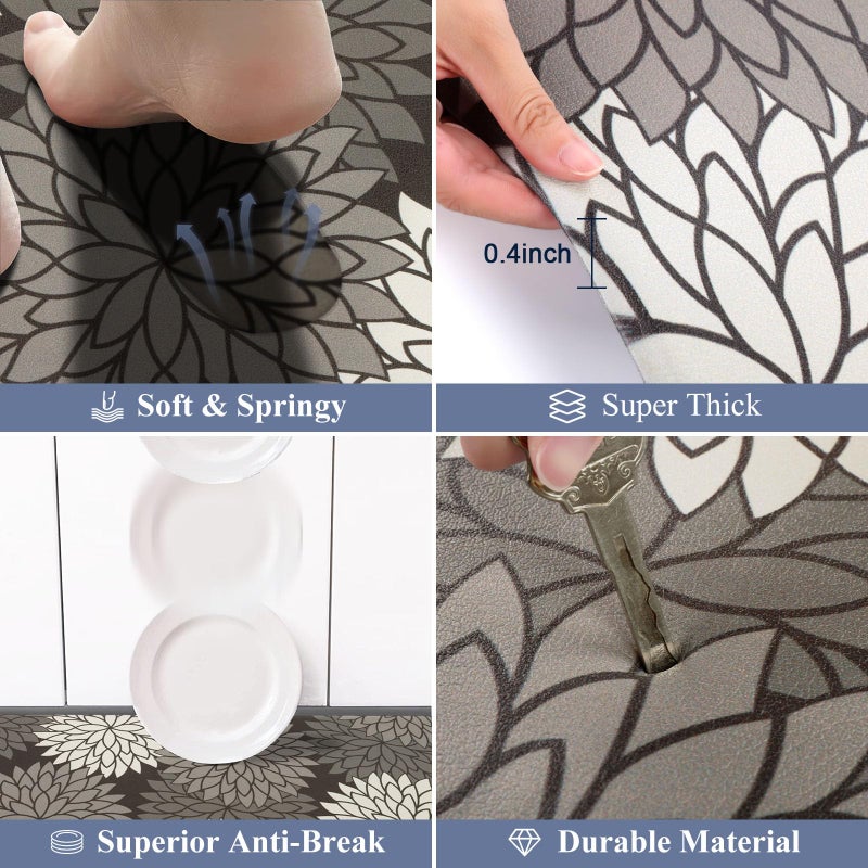 HEBE Anti Fatigue Kitchen Rug Sets 2 Piece Non Slip Kitchen Mats for Floor Cushioned Kitchen Rugs and Mats Waterproof Comfort Standing Mat Runner for Kitchen,Home Office,Sink,Laundry - Image 3