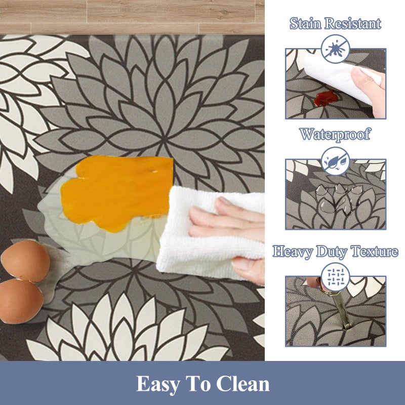 HEBE Anti Fatigue Kitchen Rug Sets 2 Piece Non Slip Kitchen Mats for Floor Cushioned Kitchen Rugs and Mats Waterproof Comfort Standing Mat Runner for Kitchen,Home Office,Sink,Laundry - Image 5