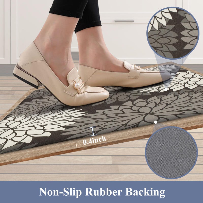 HEBE Anti Fatigue Kitchen Rug Sets 2 Piece Non Slip Kitchen Mats for Floor Cushioned Kitchen Rugs and Mats Waterproof Comfort Standing Mat Runner for Kitchen,Home Office,Sink,Laundry - Image 4