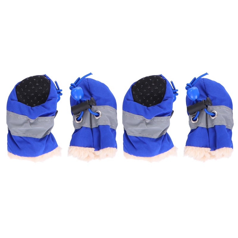 4pcs Anti-skid Pet Shoe Rain Boots Dog Foot Cover Thick Plush Dog Boots Sole Pet Shoes ( Size 1） - Image 3