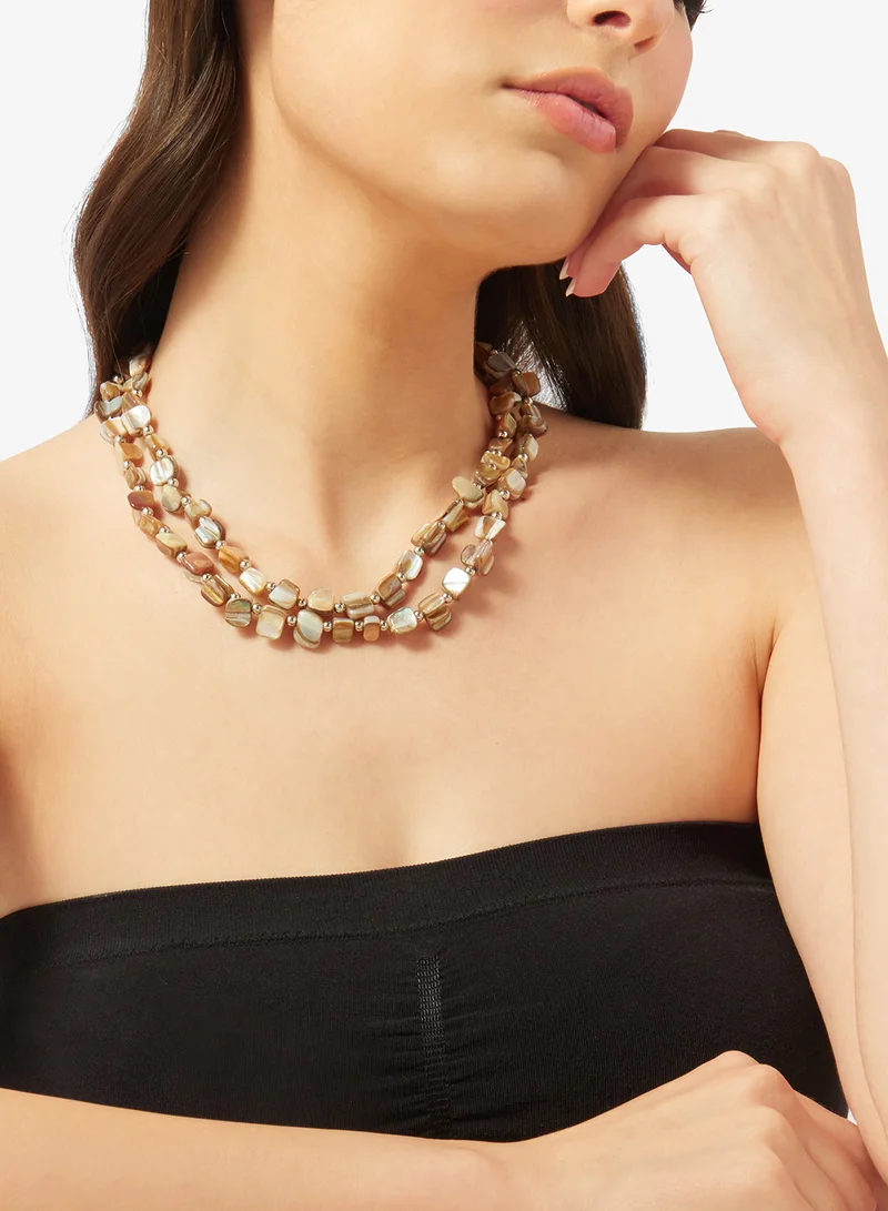 Ella Brown Stone Beaded Double Layered Necklace for Women | Best Price UAE