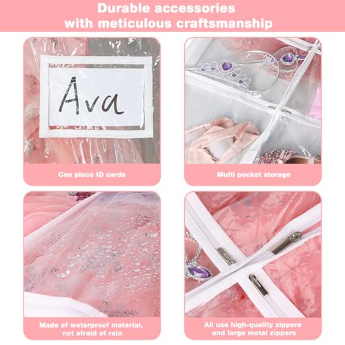 HASTHIP® 40" Garment Bags for Dance Costumes Clear PVC with Zippers Garment Bag with Pockets Dance Costume Organizer Carrier for Storage Cover for Kids - Image 2