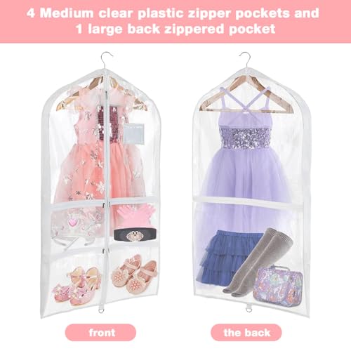 HASTHIP® 40" Garment Bags for Dance Costumes Clear PVC with Zippers Garment Bag with Pockets Dance Costume Organizer Carrier for Storage Cover for Kids - Image 5