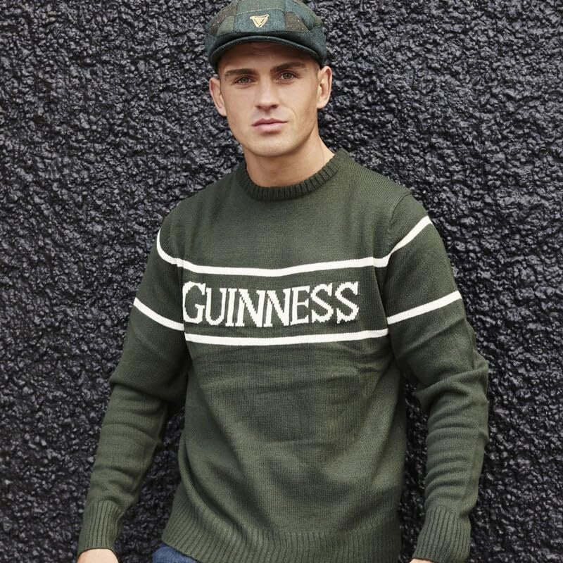 GUINNESS Official Guinness Men's Knit Jumper With White Guinness Text, Bottle Green, XLarge - Image 2